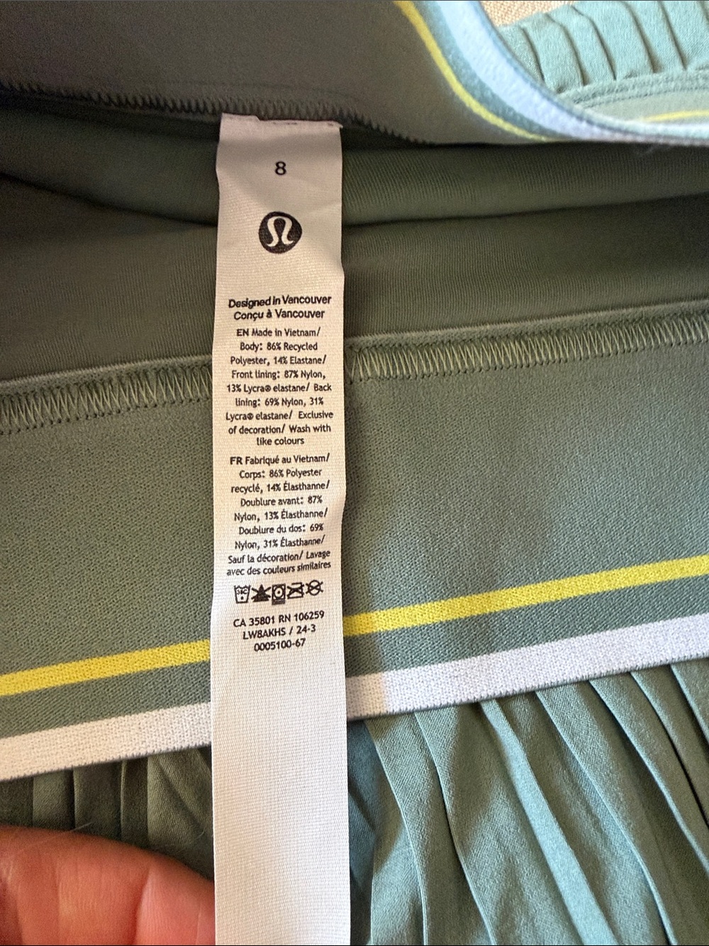 Lululemon NWT Pleated Tennis Skirt with Contrast Waistband - Sage Green - Picture 4 of 6
